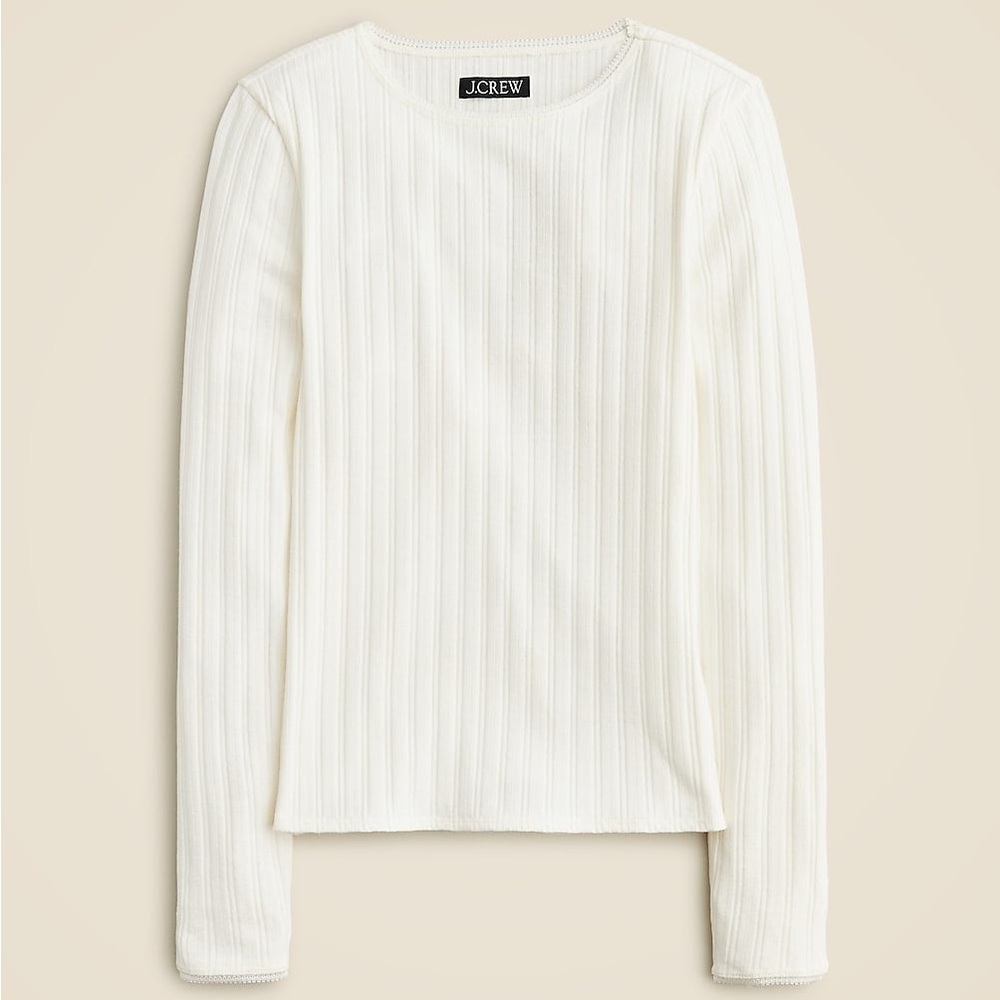 J.Crew Ivory Pointelle Long Sleeve Top